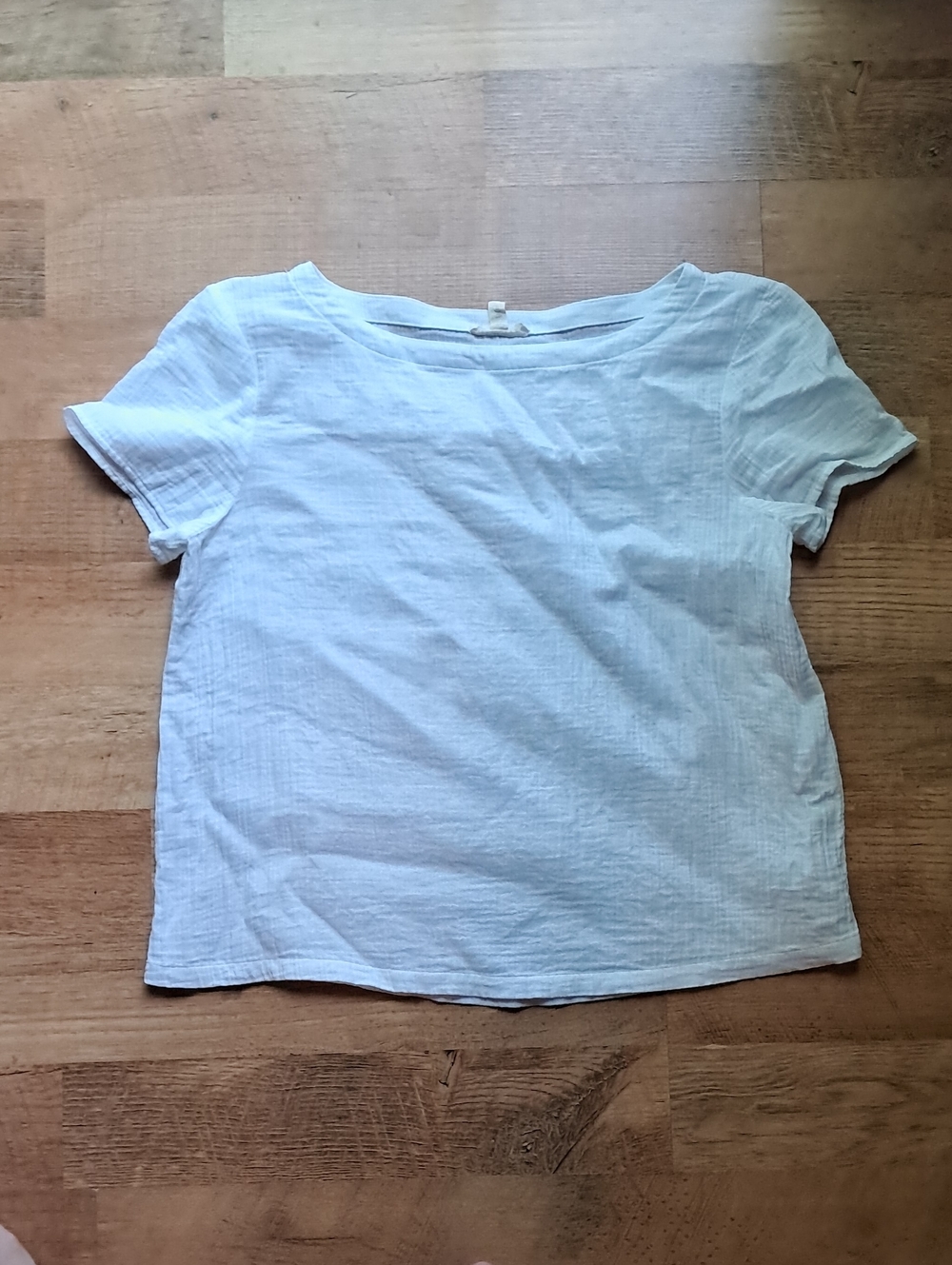Eileen Fisher White Short-Sleeve Textured Cotton Top